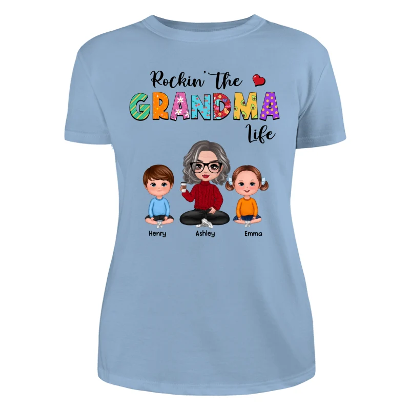 Rockin‘ Grandma Life Colorful Pattern Personalized Shirt - Image 12