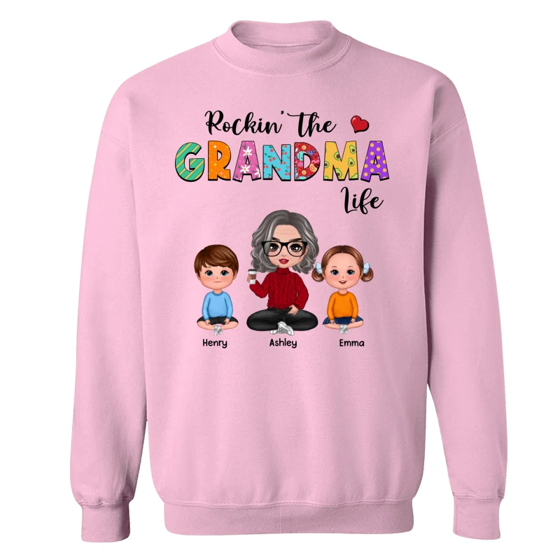 Rockin‘ Grandma Life Colorful Pattern Personalized Shirt - Image 15