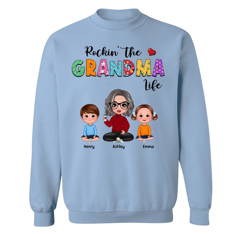 Rockin‘ Grandma Life Colorful Pattern Personalized Shirt - Image 16