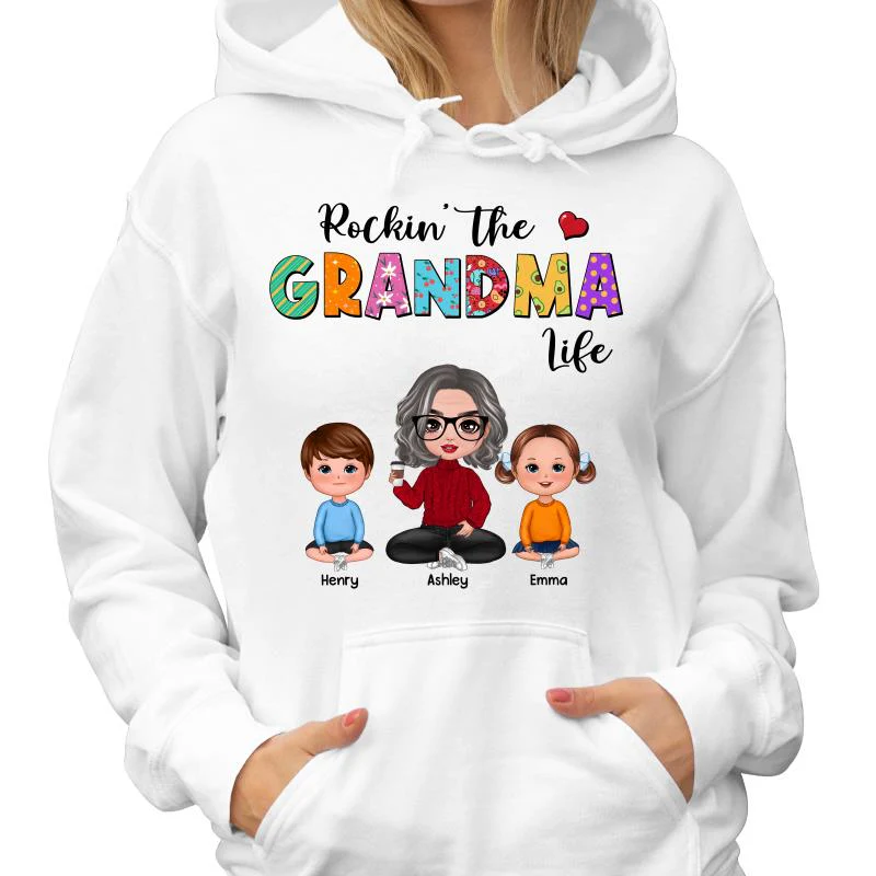 Rockin‘ Grandma Life Colorful Pattern Personalized Shirt - Image 4