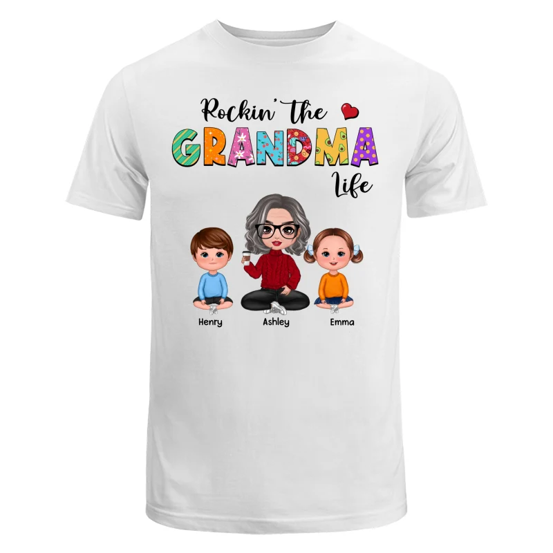 Rockin‘ Grandma Life Colorful Pattern Personalized Shirt - Image 5