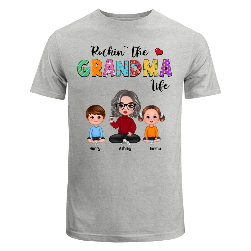 Rockin‘ Grandma Life Colorful Pattern Personalized Shirt - Image 6