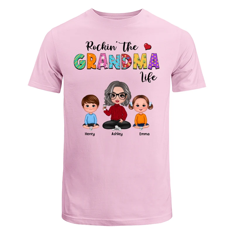 Rockin‘ Grandma Life Colorful Pattern Personalized Shirt - Image 7