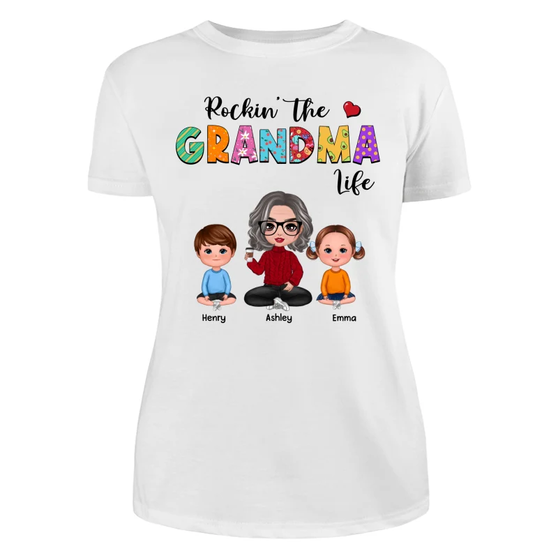 Rockin‘ Grandma Life Colorful Pattern Personalized Shirt - Image 9