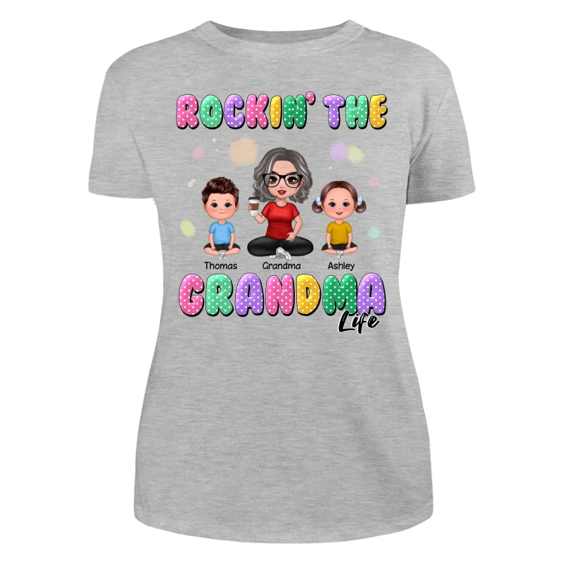 Rockin‘ Grandma Life Colorful Polka Dot Personalized Shirt - Image 10