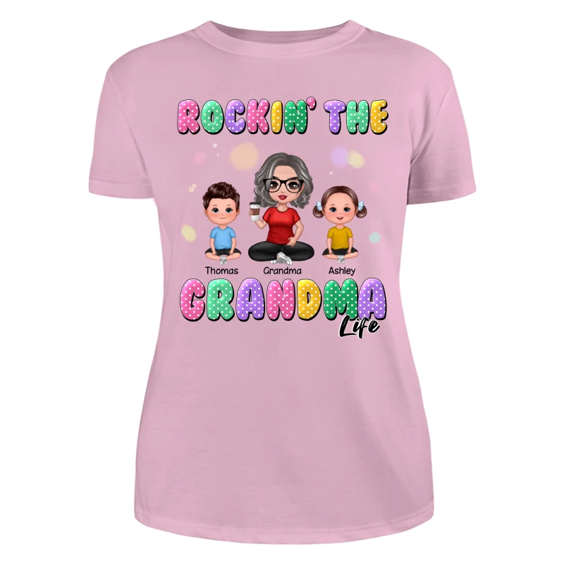 Rockin‘ Grandma Life Colorful Polka Dot Personalized Shirt - Image 11