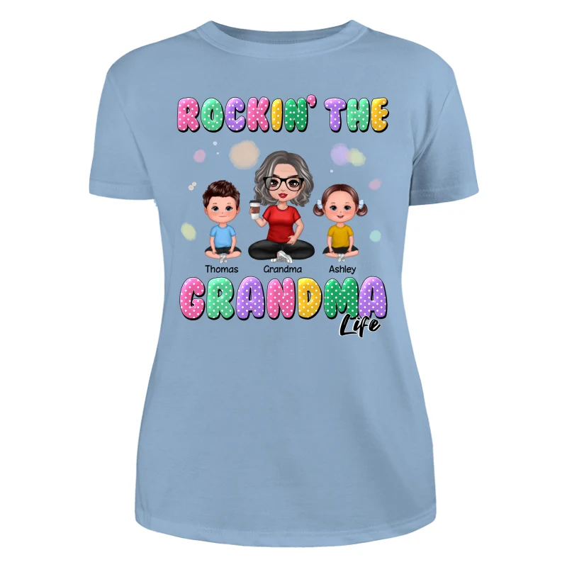 Rockin‘ Grandma Life Colorful Polka Dot Personalized Shirt - Image 12