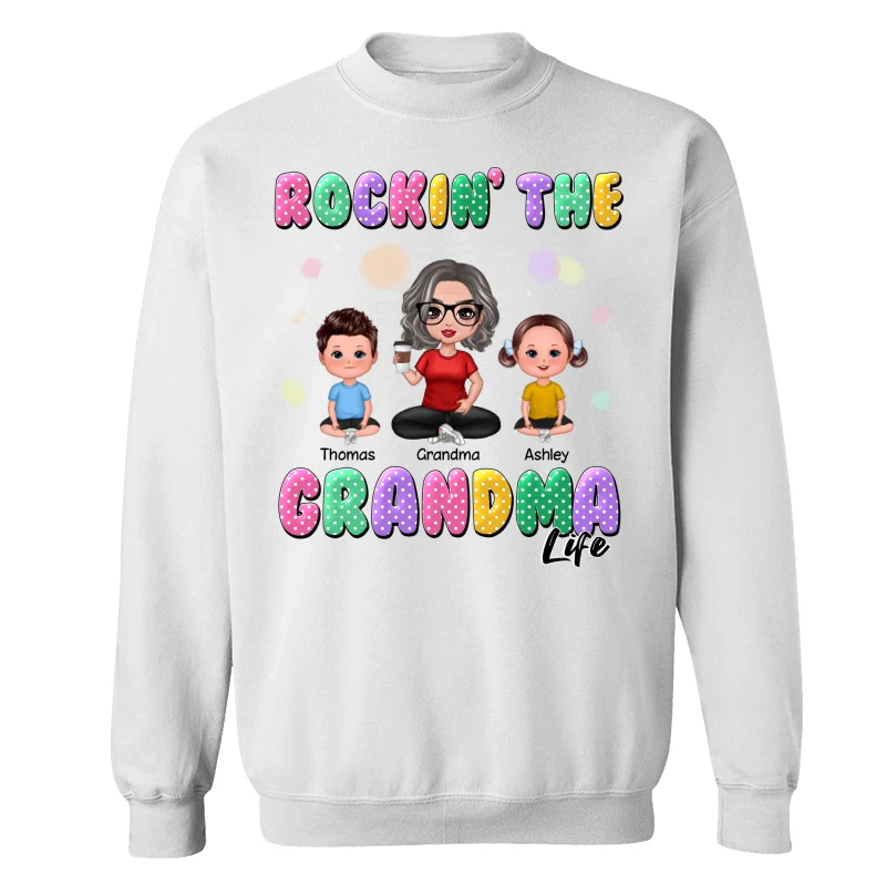 Rockin‘ Grandma Life Colorful Polka Dot Personalized Shirt - Image 17