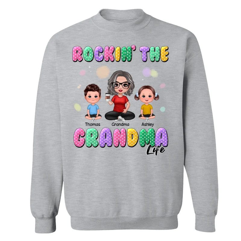 Rockin‘ Grandma Life Colorful Polka Dot Personalized Shirt - Image 18