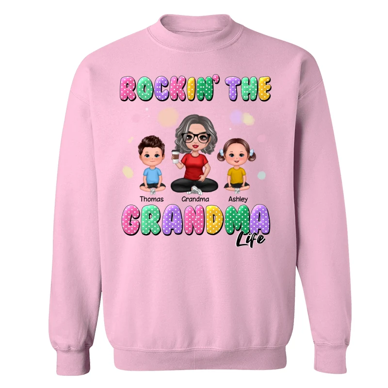 Rockin‘ Grandma Life Colorful Polka Dot Personalized Shirt - Image 19