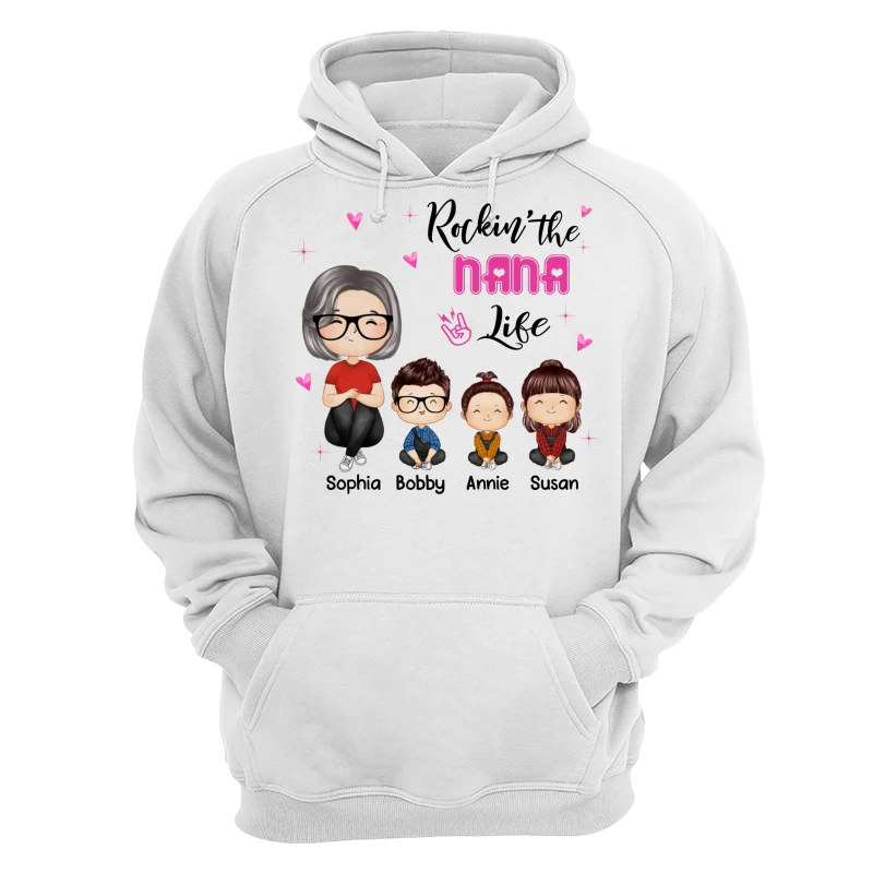 Rockin‘ Grandma Life Doll Grandma Grandkids Watercolor Style Personalized Shirt - Image 13