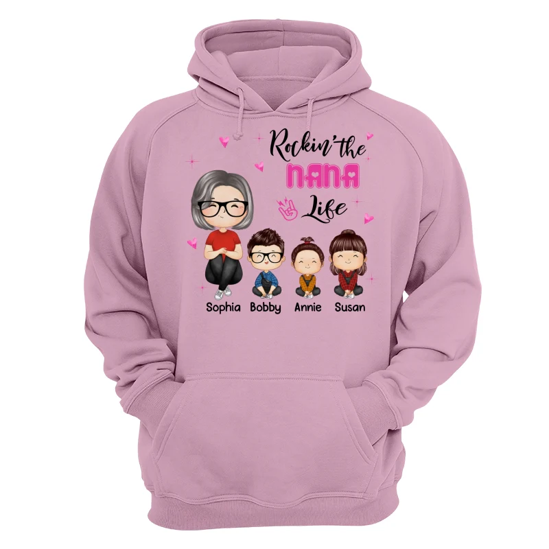 Rockin‘ Grandma Life Doll Grandma Grandkids Watercolor Style Personalized Shirt - Image 15