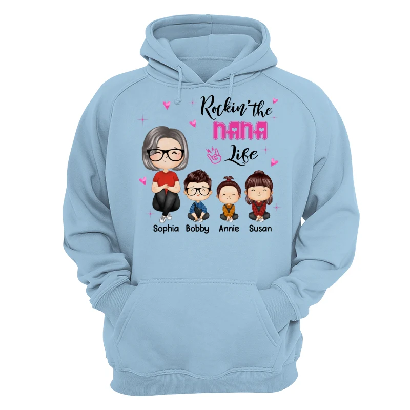 Rockin‘ Grandma Life Doll Grandma Grandkids Watercolor Style Personalized Shirt - Image 16