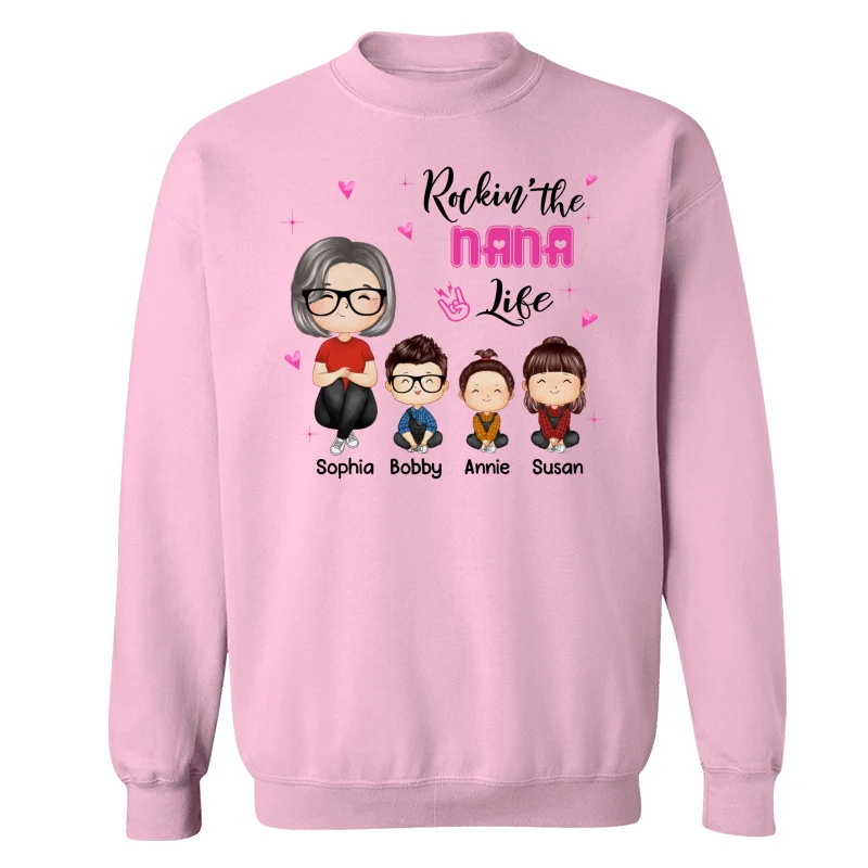 Rockin‘ Grandma Life Doll Grandma Grandkids Watercolor Style Personalized Shirt - Image 19