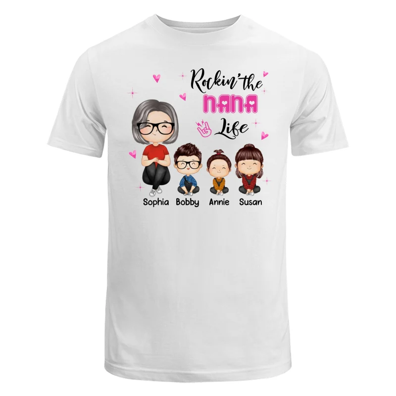 Rockin‘ Grandma Life Doll Grandma Grandkids Watercolor Style Personalized Shirt - Image 5