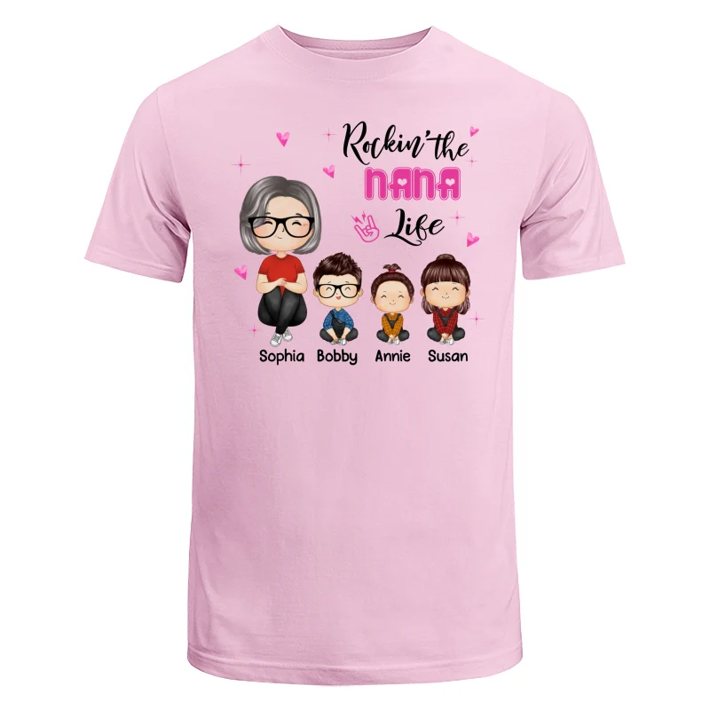 Rockin‘ Grandma Life Doll Grandma Grandkids Watercolor Style Personalized Shirt - Image 7