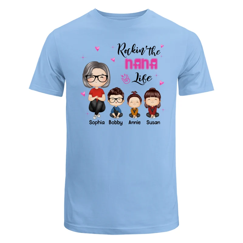Rockin‘ Grandma Life Doll Grandma Grandkids Watercolor Style Personalized Shirt - Image 8