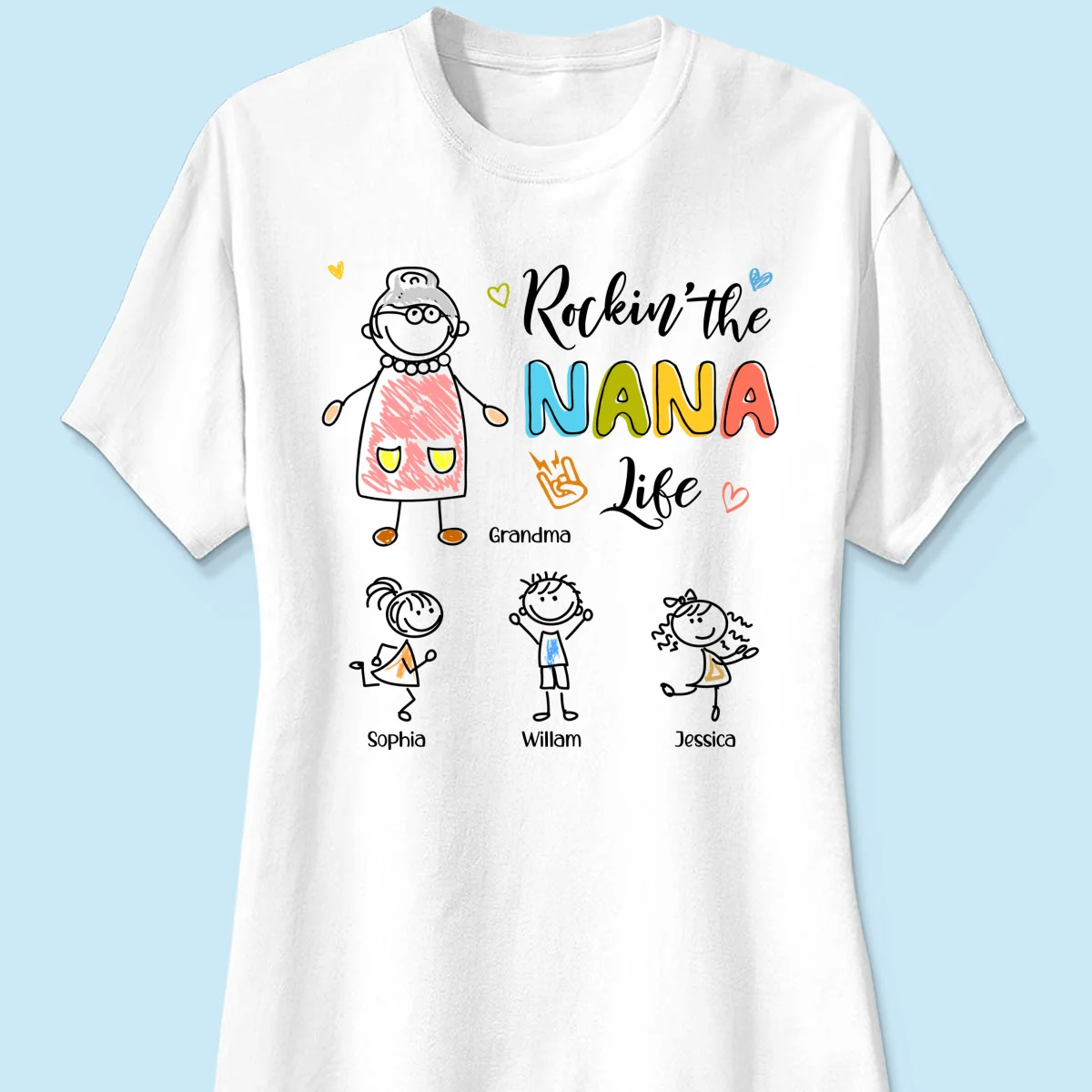 Rockin' Grandma Life Drawing Personalized Shirt - Image 11