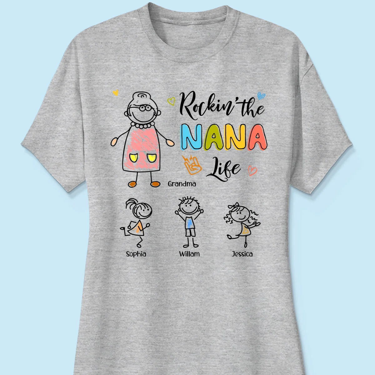 Rockin' Grandma Life Drawing Personalized Shirt - Image 12