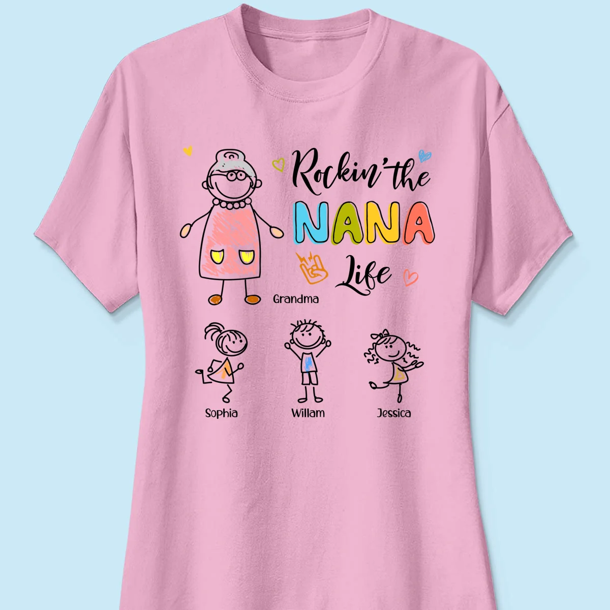 Rockin' Grandma Life Drawing Personalized Shirt - Image 13