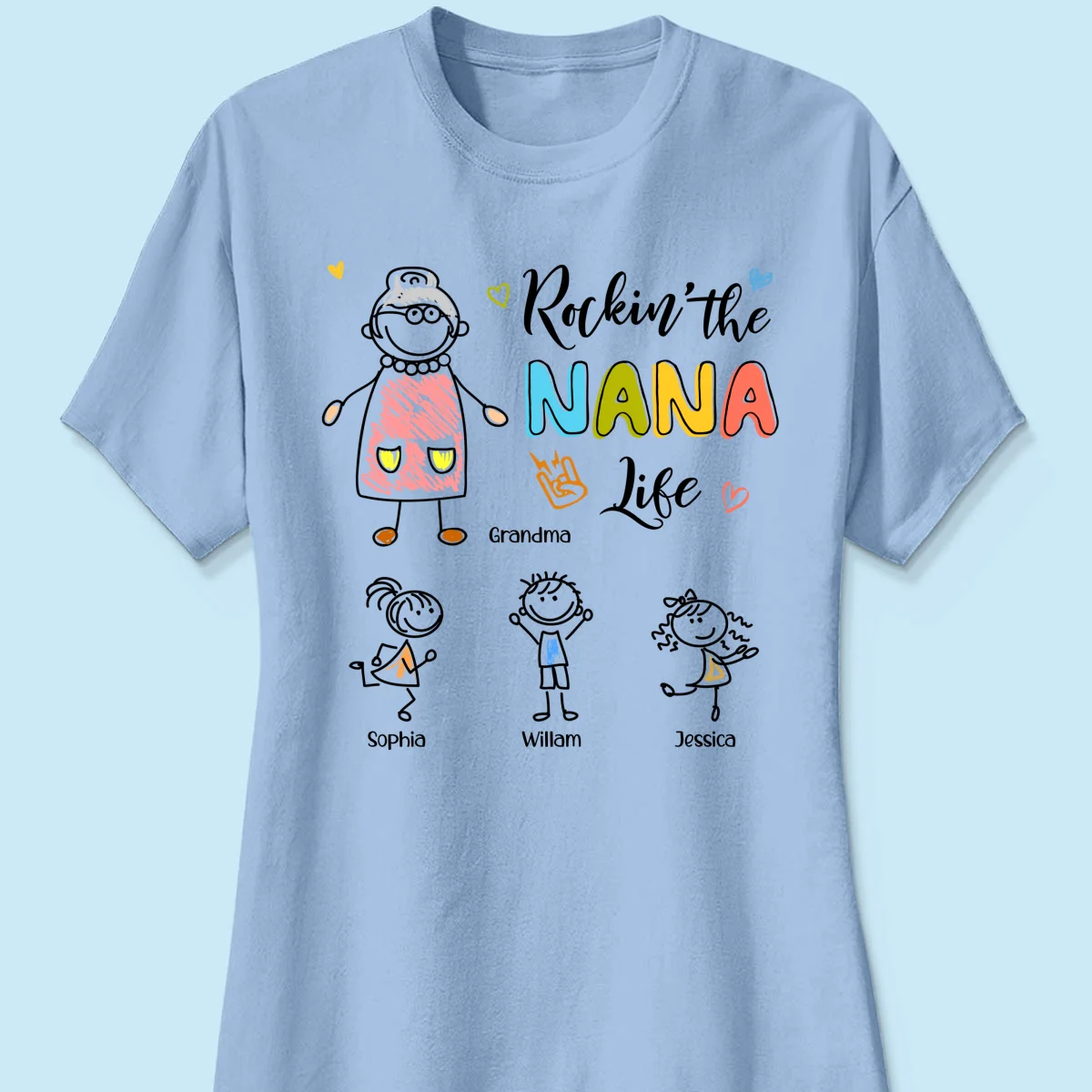 Rockin' Grandma Life Drawing Personalized Shirt - Image 14