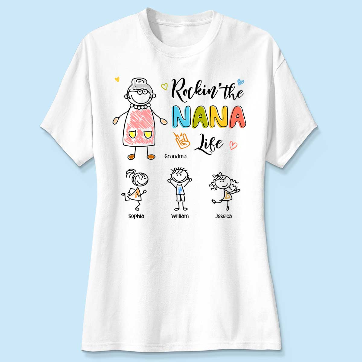 Rockin' Grandma Life Drawing Personalized Shirt - Image 4
