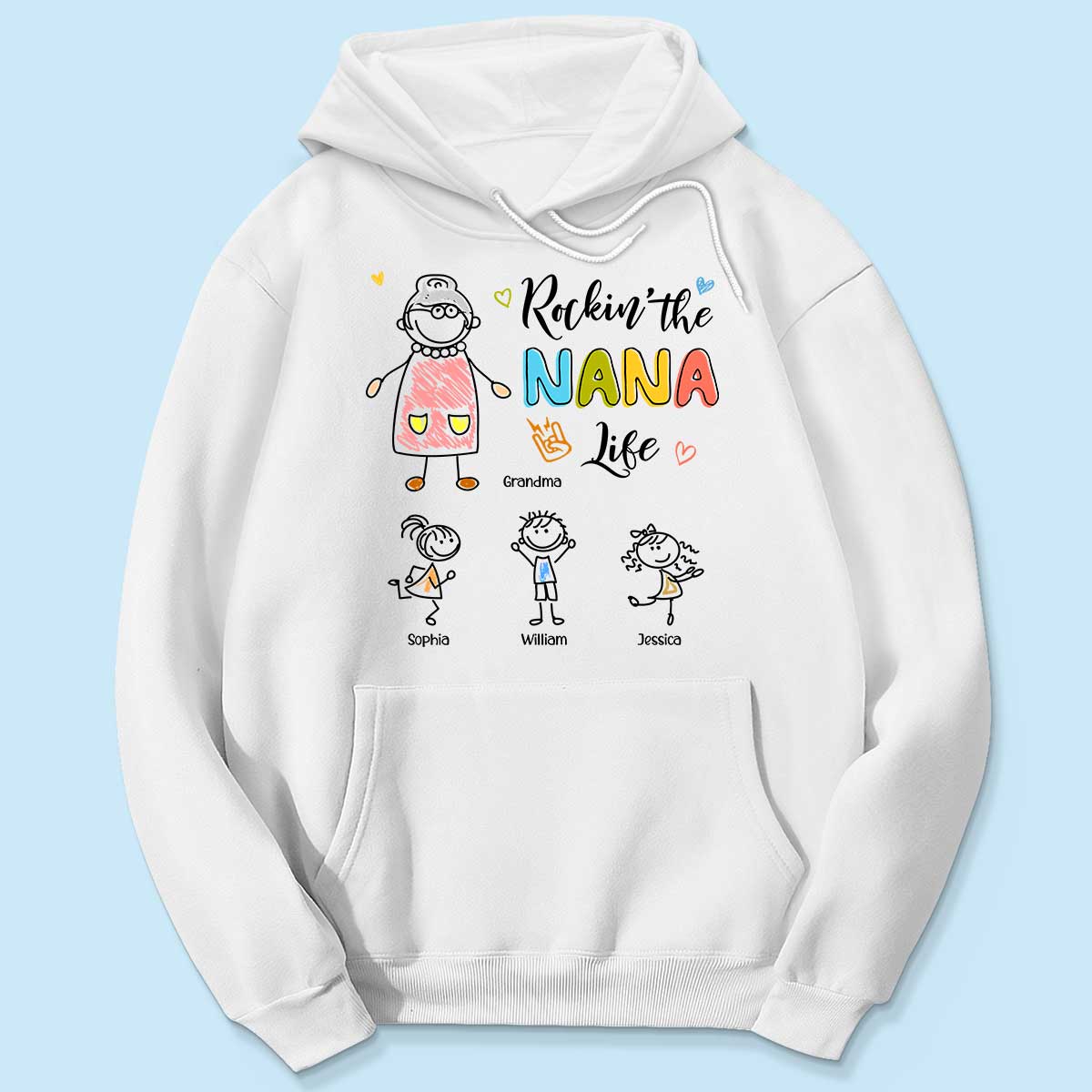 Rockin' Grandma Life Drawing Personalized Shirt - Image 5