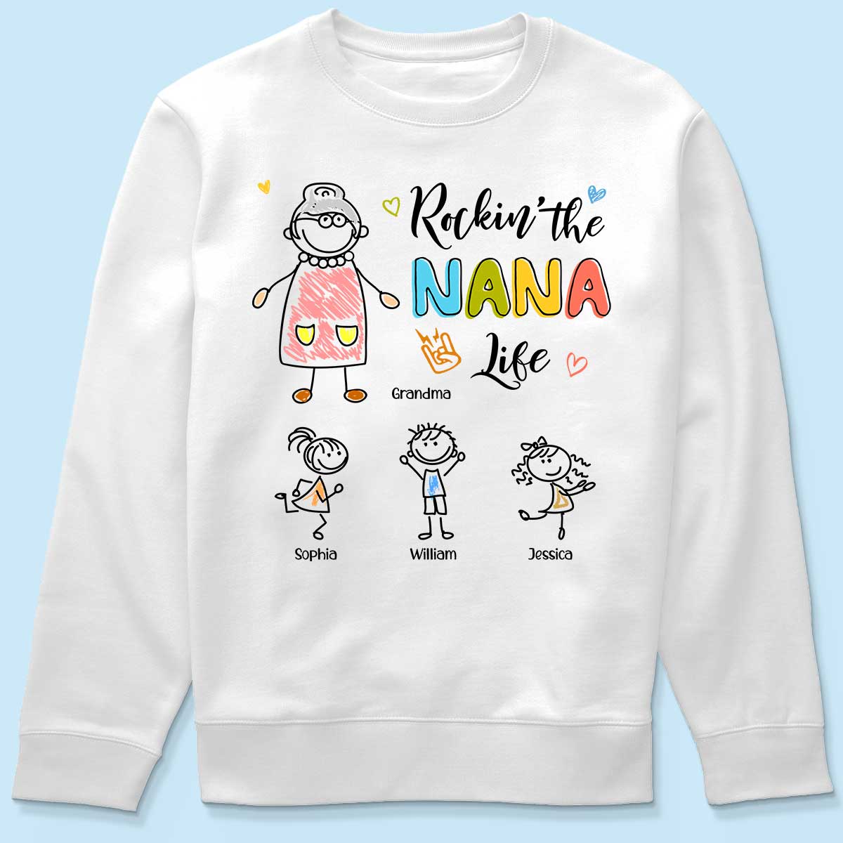 Rockin' Grandma Life Drawing Personalized Shirt - Image 6