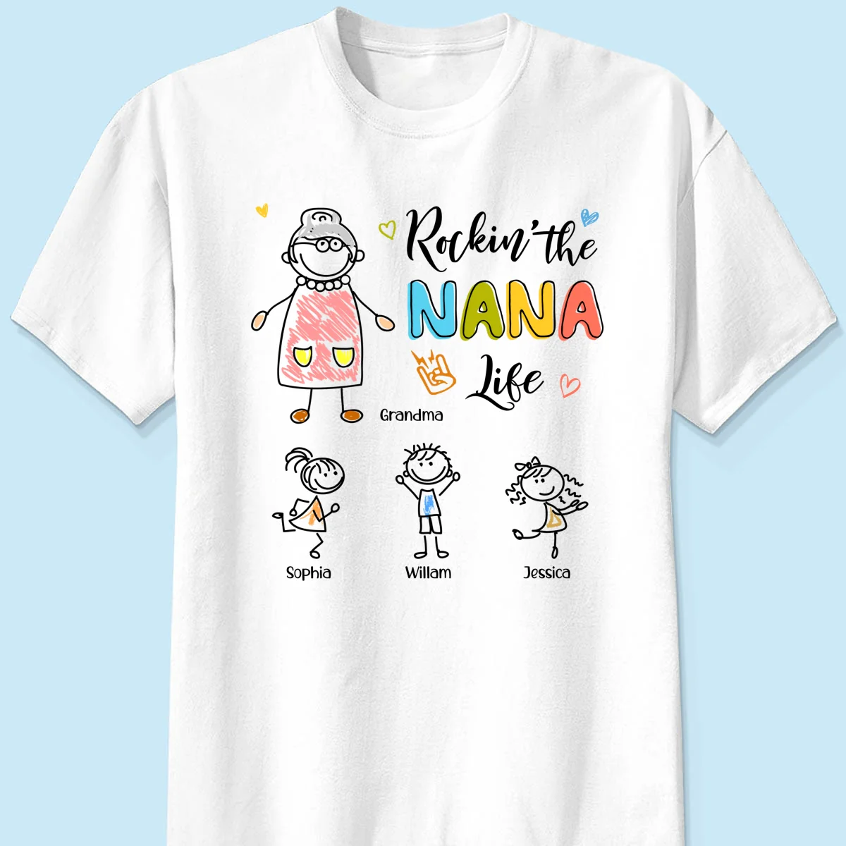 Rockin' Grandma Life Drawing Personalized Shirt - Image 7