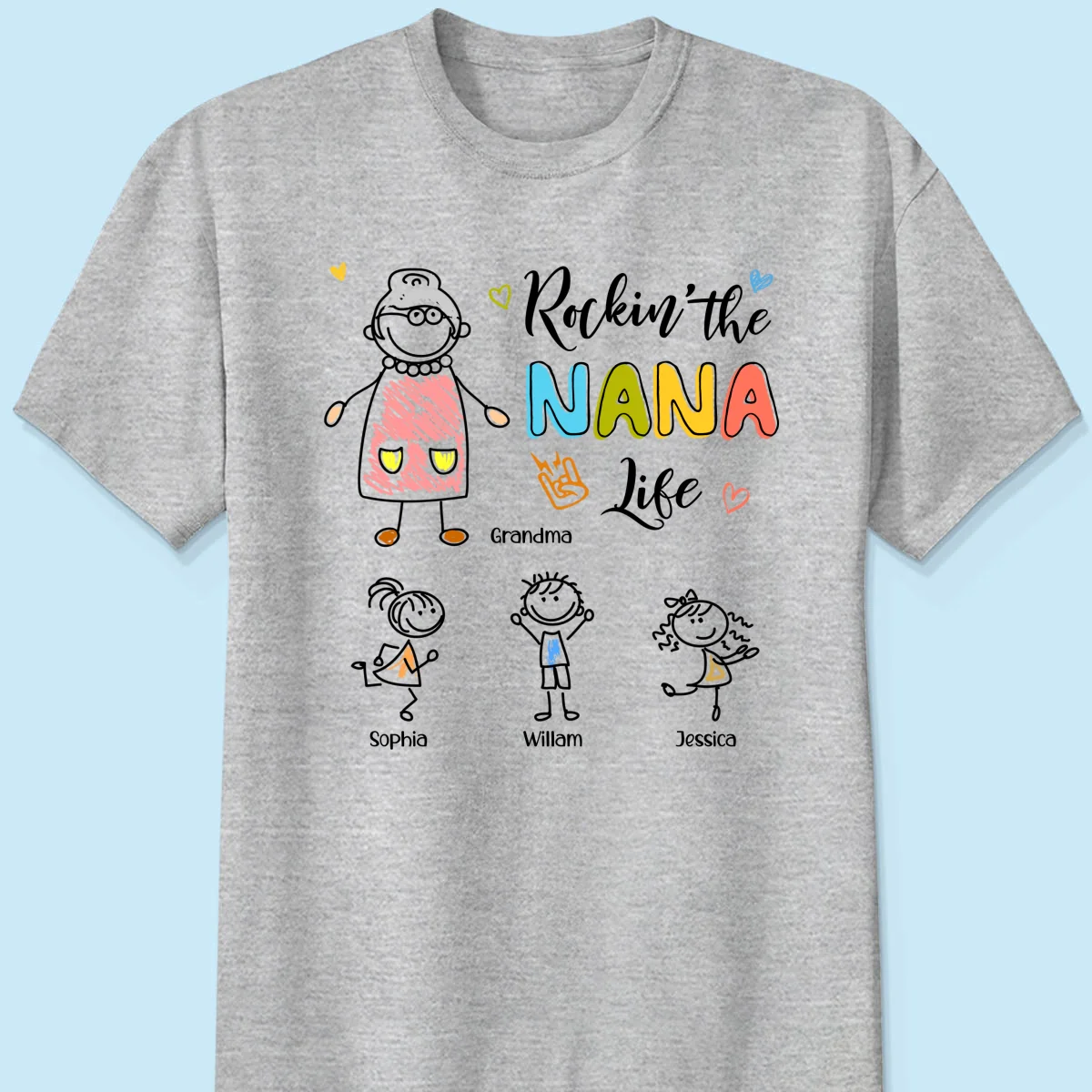 Rockin' Grandma Life Drawing Personalized Shirt - Image 8