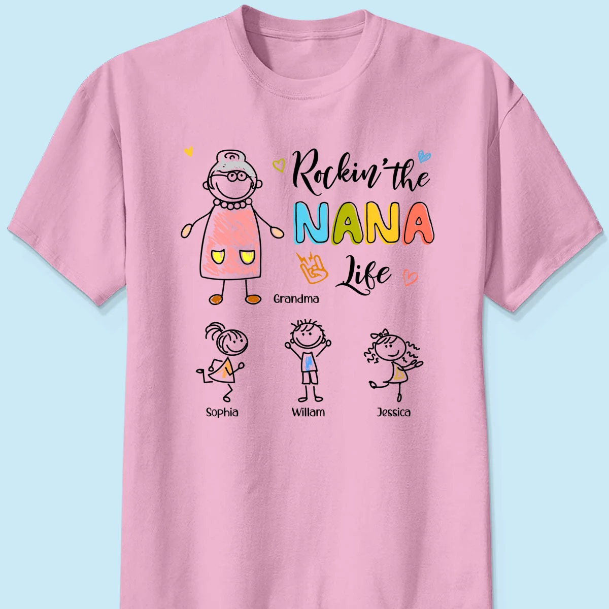 Rockin' Grandma Life Drawing Personalized Shirt - Image 9