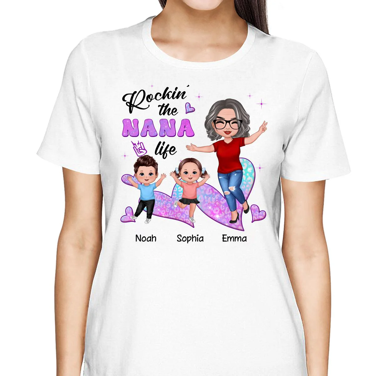 Rockin‘ Grandma Life Galaxy Leopard Personalized Shirt - Image 2