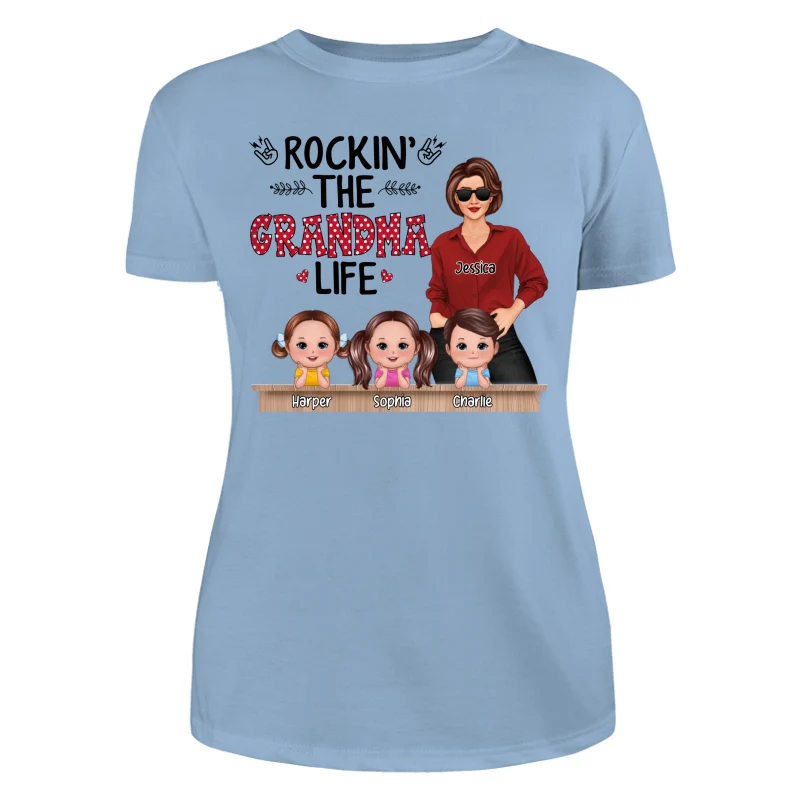 Rockin‘ Grandma Life Grandkids Chin On Hands Personalized Shirt - Image 12