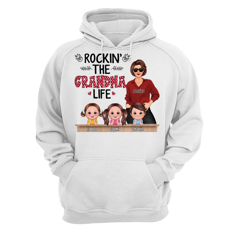 Rockin‘ Grandma Life Grandkids Chin On Hands Personalized Shirt - Image 13
