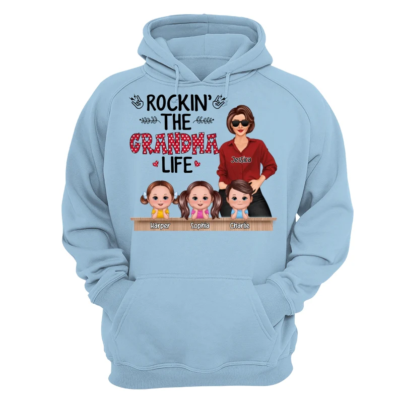 Rockin‘ Grandma Life Grandkids Chin On Hands Personalized Shirt - Image 16