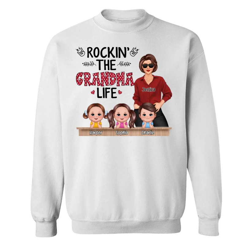 Rockin‘ Grandma Life Grandkids Chin On Hands Personalized Shirt - Image 17