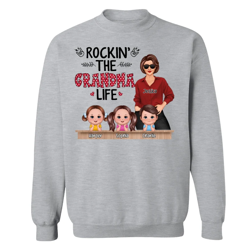 Rockin‘ Grandma Life Grandkids Chin On Hands Personalized Shirt - Image 18