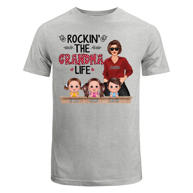Rockin‘ Grandma Life Grandkids Chin On Hands Personalized Shirt - Image 6
