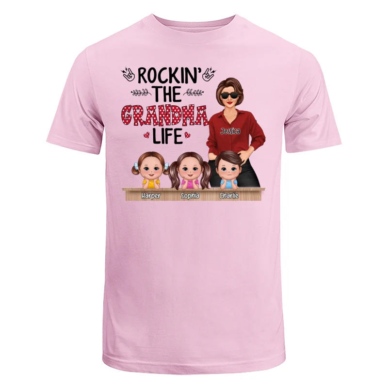 Rockin‘ Grandma Life Grandkids Chin On Hands Personalized Shirt - Image 7