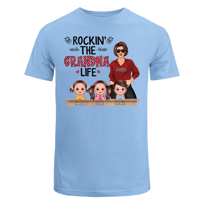 Rockin‘ Grandma Life Grandkids Chin On Hands Personalized Shirt - Image 8