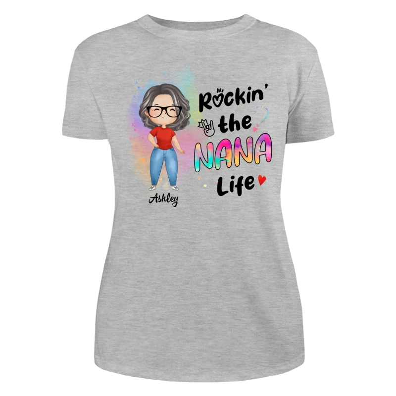 Rockin‘ Grandma Life New Style Watercolor Personalized Shirt - Image 10