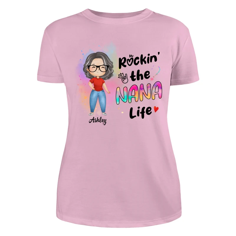 Rockin‘ Grandma Life New Style Watercolor Personalized Shirt - Image 11
