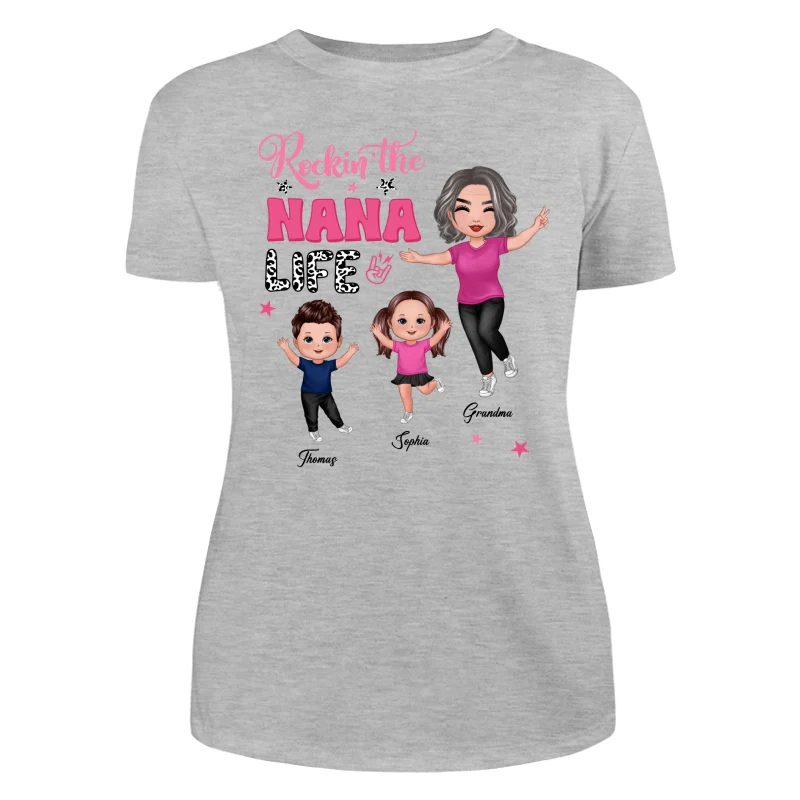 Rockin‘ Grandma Life Pink Leopard Happy Doll Personalized Shirt - Image 10