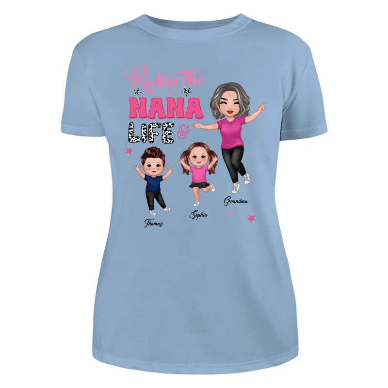 Rockin‘ Grandma Life Pink Leopard Happy Doll Personalized Shirt - Image 12