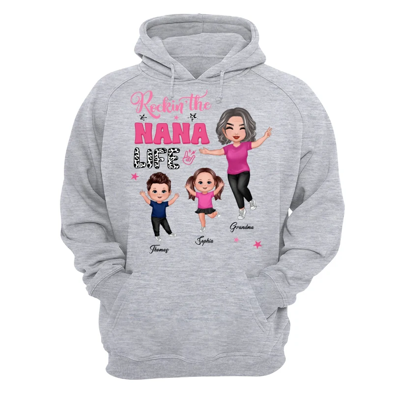 Rockin‘ Grandma Life Pink Leopard Happy Doll Personalized Shirt - Image 14