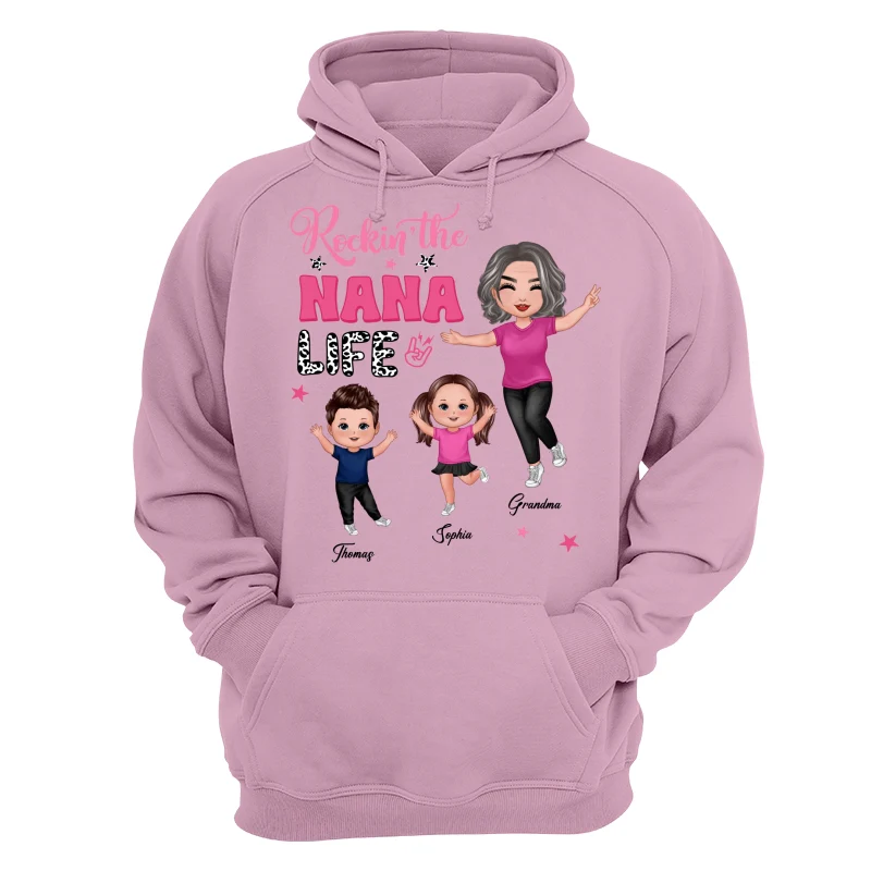 Rockin‘ Grandma Life Pink Leopard Happy Doll Personalized Shirt - Image 15
