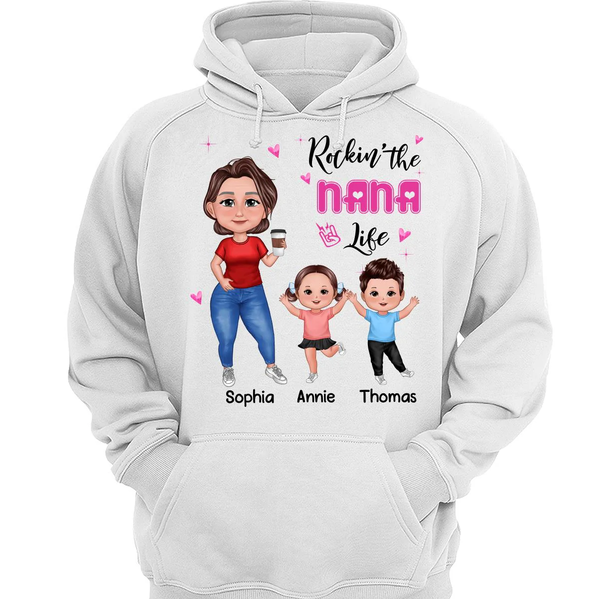 Rockin‘ Grandma Life Pretty Happy Doll Personalized Shirt - Image 3