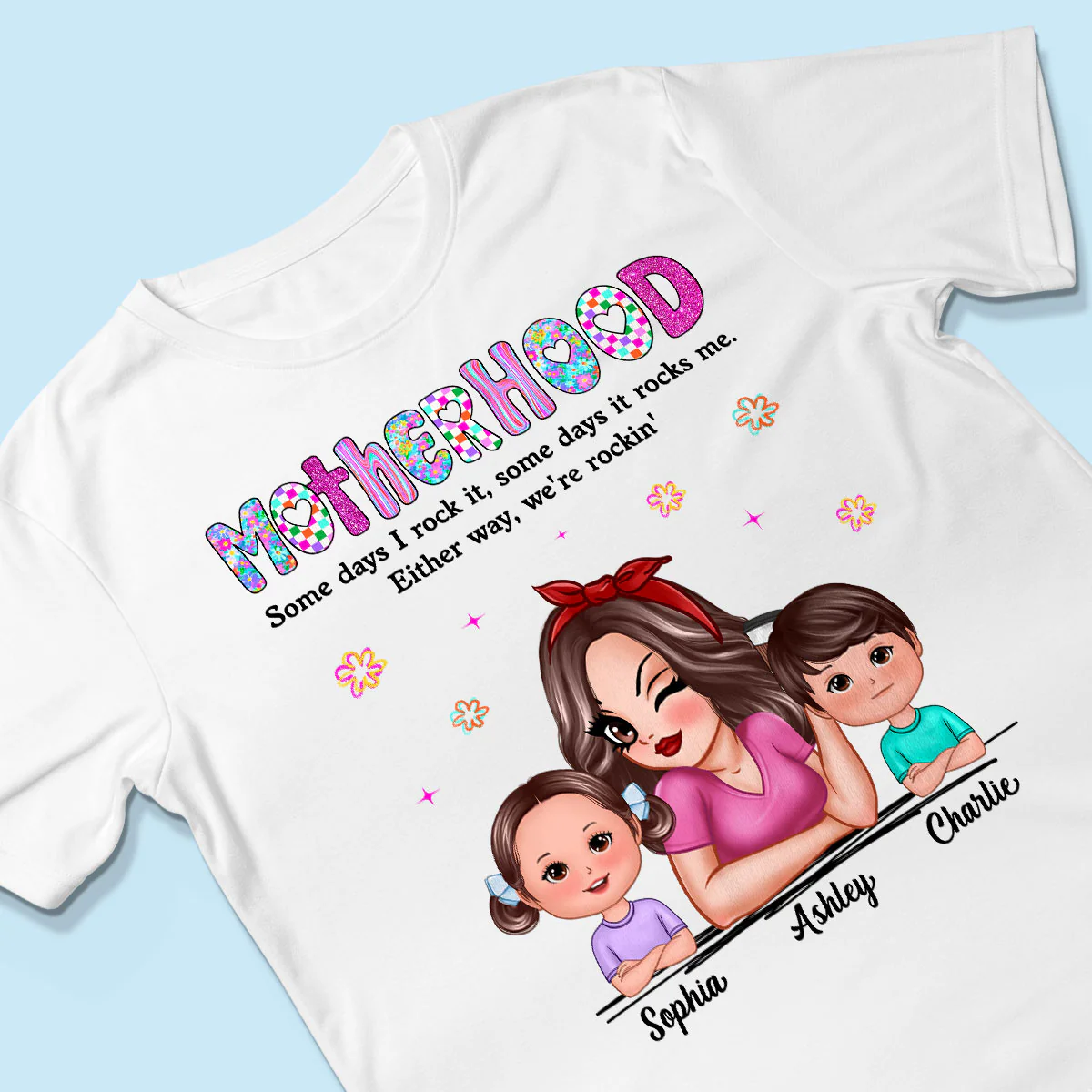 Rockin' Mother Hood Pretty Mom & Kids Personalized Shirt - Image 3
