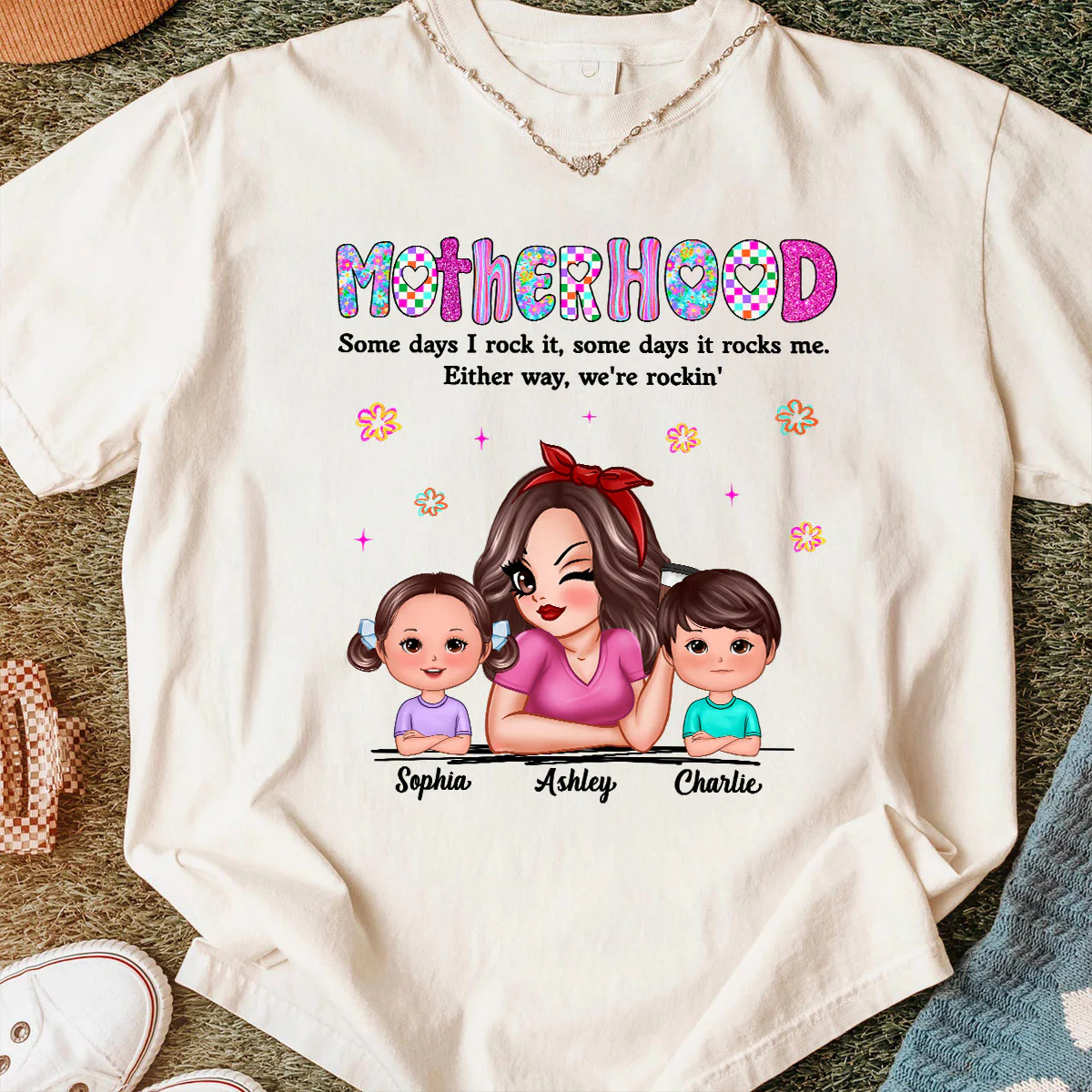 Rockin' Mother Hood Pretty Mom & Kids Personalized Shirt - Image 9