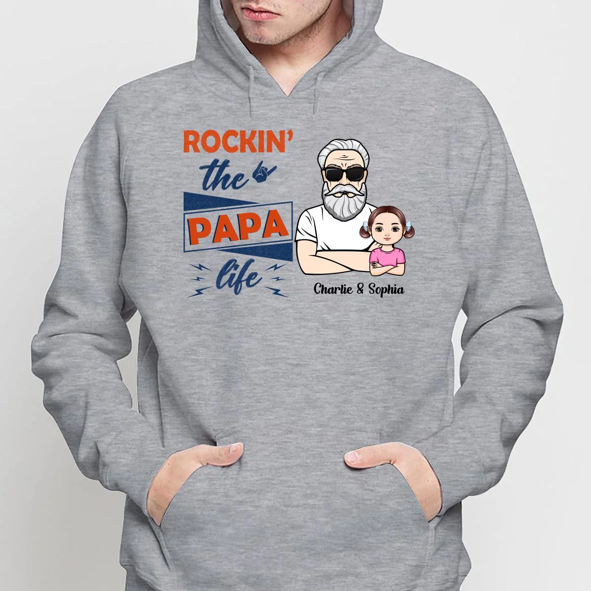Rockin‘ The Dad Grandpa Life Crossed Arm Personalized Shirt - Image 4